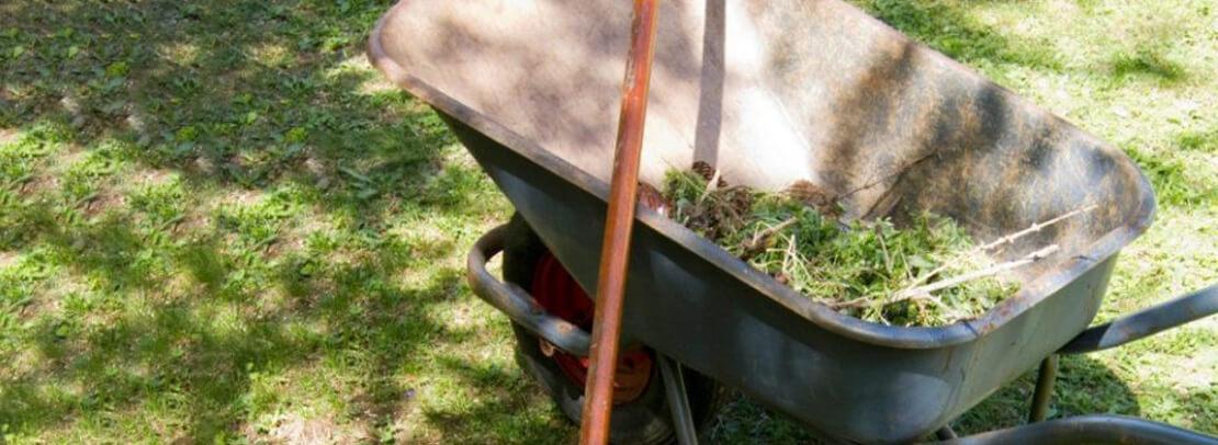 debris in a wheelbarrow