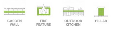 Garden Wall, Fire Feature, Outdooor Kitchen, Pillar